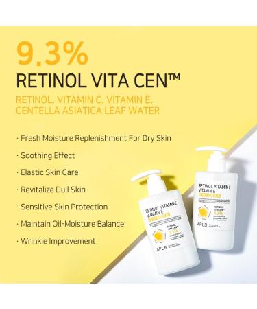APLB Retinol Vitamin C Vitamin E Body Lotion | RETINOL VITA CEN 9.3% 10.14 FL.OZ/Korean Skincare Long lasting hydration Wrinkle Care Revitalize for gentle and improve skin texture - Buy Online on GoSupps.com
