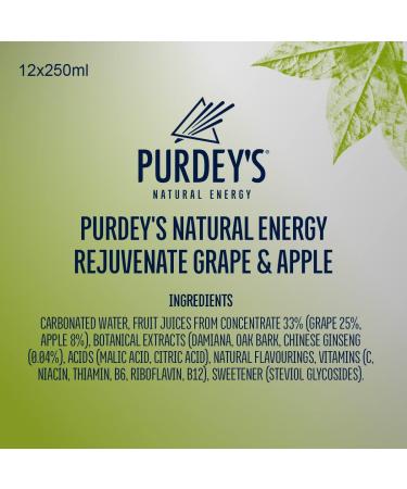 Purdey s Rejuvenate Natural Energy Drink 12 x 250 ml Cans - Buy Online on GoSupps.com