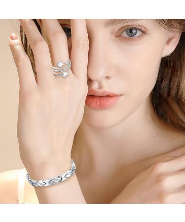 Vicmag Women's Ultral Strength Magnetic Bracelet - Titanstahl Silver Crystal Design Gift - Buy Online on GoSupps.com