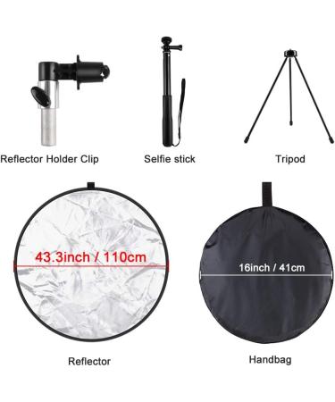 43 5-in-1 Collapsible Light Reflector Kit with Clamp & Stand for Studio & Outdoor Photography - Buy Online on GoSupps.com