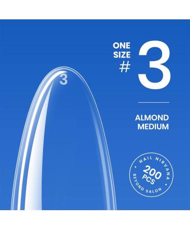 Beetles Almond Medium Shape Gel Nail Tips Refill Pack - 200pcs Size 3 Gelly Tips for Salon and DIY Nail Extensions - Buy Online on GoSupps.com