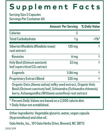 Gaia Herbs HPA Axis Daytime Maintenance 120 Capsules - Stress Support & Wellness - Buy Online on GoSupps.com