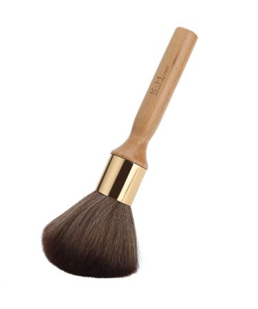 Sunicon Neck Duster Brush Large Barber Brush Neck Duster Long Handle Neck Face Cleaning Hairbrush Soft Bristles Brush Salon Barber Hairdressing Brush Hair Cutting Tools (Wood Color)