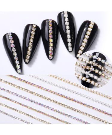 10 pcs Nail Rhinestones Chain Gold Silver Pearl AB Colors Crystal 3D Decorations - Buy Online on GoSupps.com