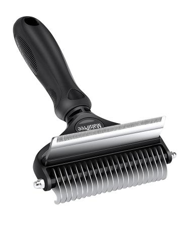 Malsipree dog brush & cat brush for long-haired /short hair 2 in 1 Unterwolle Bush for pet-fur care and depilation prevention of knots and matted hair Groß Black