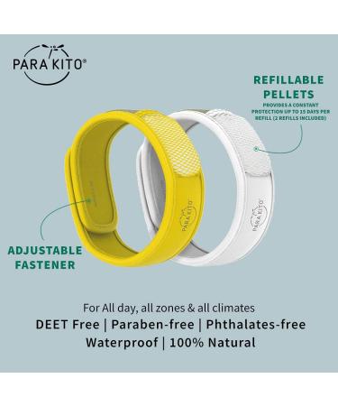 PARA'KITO Mosquito Repellent Pack - 2 Wristbands & 2 Refills | Yellow/White - Buy Online on GoSupps.com