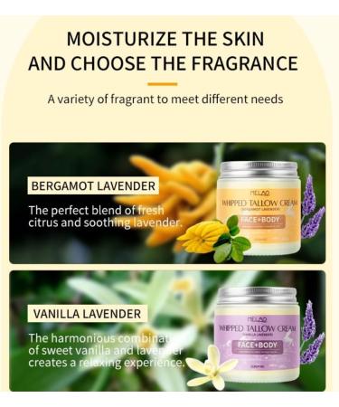  JEMPET Beef tallow moisturizing cream for the skin - Sebum balm for the body - Moisturizing cream for face and body (113 g vanilla-lavender) - Buy Online on GoSupps.com