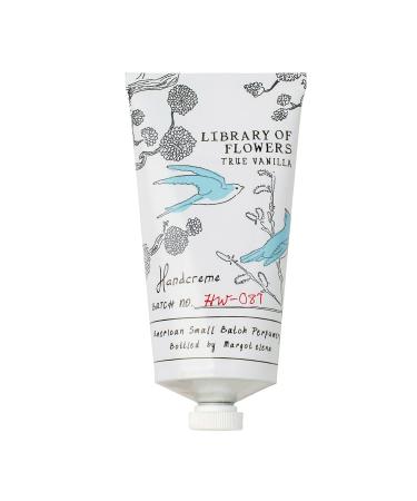Library of Flowers True Vanilla Handcreme 2.65 oz Bergamot Dark Vanilla & Amber Scented Hand Cream for Women Luxury Moisturizing Lotion for Dry Hands Quick Absorbing Shea & Cocoa Butter