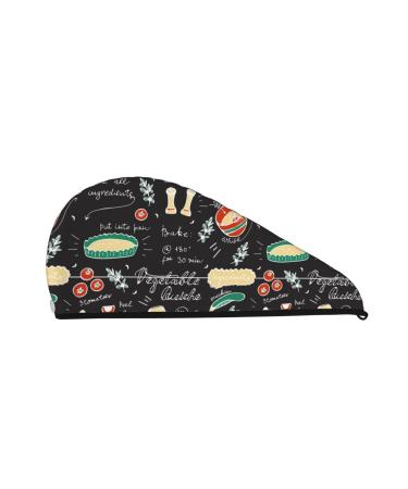 Vegetable Quiche Microfiber Hair Towel Soft Super Absorbent Hair Towel Wrap for Women Coral Velvet Quick Dry Hair Cap for Long Curly and Thick Hair