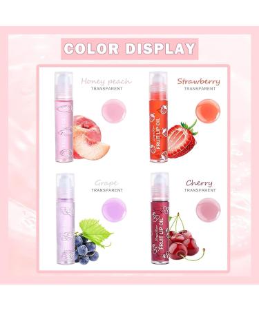 4Pcs Roll On Lip Oil Hydrating Lip Gloss Set Lip Shine Fruit Lip Gloss Transparent Plumping Lip Gloss Natural Shiny Crystal Jelly Liquid Lipstick Long Lasting Lip Care for Women & Girl (4 PCS A001) - Buy Online on GoSupps.com
