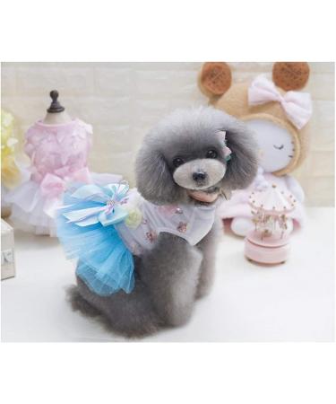 Luxury Dog Dress for Small Dogs | Puppy Skirt Ballet Tutu & Lace Flower Dress in Blue - Perfect Wedding Outfit - Buy Online on GoSupps.com