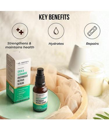 SODEN Cica & Ceramide Overnight Repair Face Serum For Glowing Skin | Repairs Skin With 2% Squalane Marula Oil 1% Ceramide Complex & Centella Extract Face Serum For All Skin Types -30ml - Buy Online on GoSupps.com