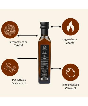 Lussiero Chili Truffle Oil - Extra Virgin Olive Oil with White Truffle Aroma & Fiery Chili | 100ml - Shop Internationally - Buy Online on GoSupps.com
