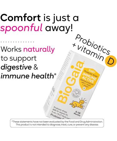 BioGaia Immune Active Baby Probiotic Drops with Vitamin D | Digestive & Immune Health for Babies & Toddlers | Pediatrician Trusted | Allergen-Free Dairy Soy & Gluten Free - 0.17 Fl Oz - Buy Online on GoSupps.com