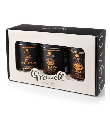 Granell Cafes - Exotic Collection | Coffee Premium - Gourmet Coffee | Kopi Luwak Jamaica Blue Mountain Hawaii Kona - 3 Units - Gourmet Coffee Beans Coffee Bean Box - Coffee Gift Box