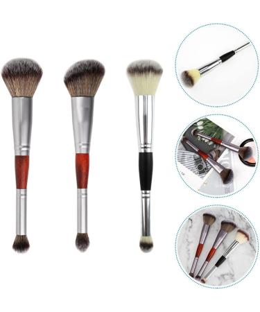 Hemoton 3pcs Double-ended Makeup Brush Blush Brush Cosmetic Supplies Makeup Blush Make up Kit Wooden Handle - Buy Online on GoSupps.com