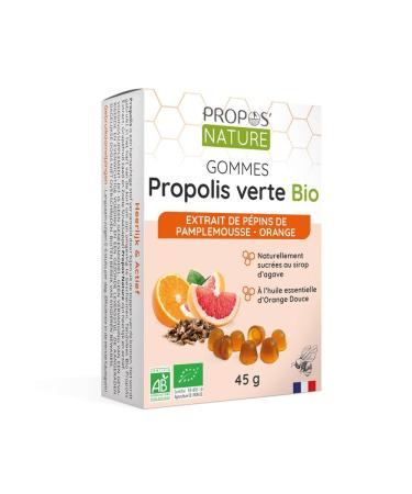 Organic Green Propolis Gums - EPP & Orange - 45g - Sore Throat - Certified Organic - Made in France - Organic Orange Essential Oil - PROPOS'NATURE