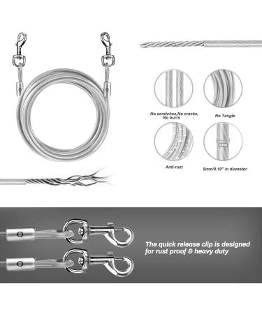 16ft Dog Tie Out Cable with Spiral Ground Stake - Up to 120lb Dogs - Perfect for Playing, Camping, and Backyard - White - Buy Online on GoSupps.com