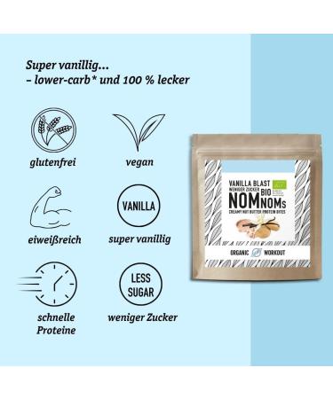Vanilla Blast Nomnoms | Organic Vegan Protein Bites - Creamy Nutmus Erythritol Sweetened Big Pack (15 Bites) - Healthy Snack Option - Buy Online on GoSupps.com