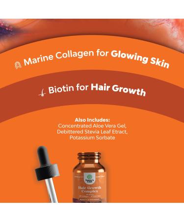 Collagen Biotin Drops for Hair Growth | Liquid Formula with 10000mcg Biotin & Marine Collagen | Fast Thick Regrowth for Men and Women - Buy Online on GoSupps.com