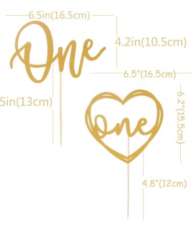 Cake Topper for 1st Birthday - Glitter Golden Wedding First Anniversary Cake Decorating Supplies Baby Photo Booth Props Cake Toppe Gold-01 - Buy Online on GoSupps.com