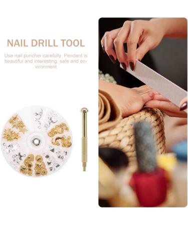 Lurrose 1 Set Dangle Nail Charms Alloy Letter Nail Piercing Charms Rhinestone Nail Rings Crystal Metal Nail Charms Nail Jewelry Hoops with Nail Piercing Tool Hand Drill for Nail Tip Decoration - Buy Online on GoSupps.com