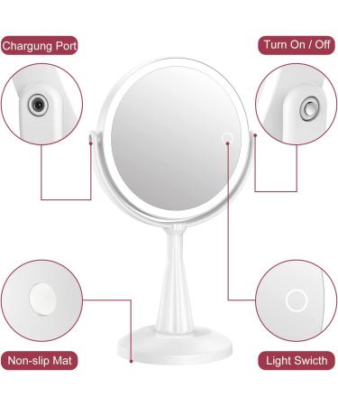 3 Color Lighted Makeup Mirror with 1X/7X Magnification and 60 LED Lights - Rechargeable and Adjustable Vanity Mirror for Women - 360 Degree Rotation - Buy Online on GoSupps.com