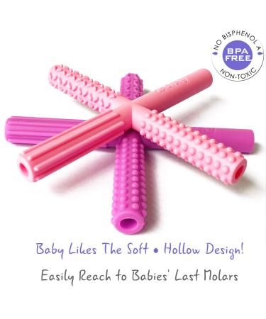 Hollow Teether Tubes with 3 Textures - Teething Toys for Babies 0-6 Months & 6-12 Months - BPA Free - Freezer & Refrigerator Safe - Ideal Baby Teether for Infants and Toddlers - Buy Online on GoSupps.com
