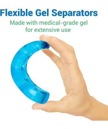 ViveSole Toe Stretchers Separators (4 Pieces) - Gel Therapeutic Spa Spacer for Bunions, Hammer Toe, Plantar Fasciitis - Metatarsal Pain Relief - Blue Medium - Buy Online on GoSupps.com