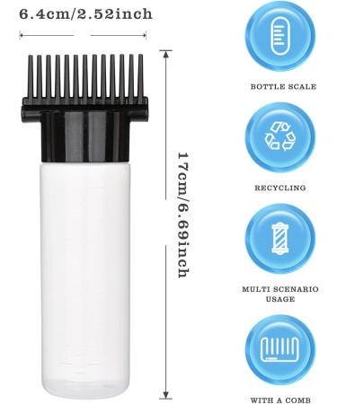 Root Comb Applicator Bottle 180ml | Hair Dye Brush with Graduated Scale | Black & Clear Hair Coloring Tool - Buy Online on GoSupps.com