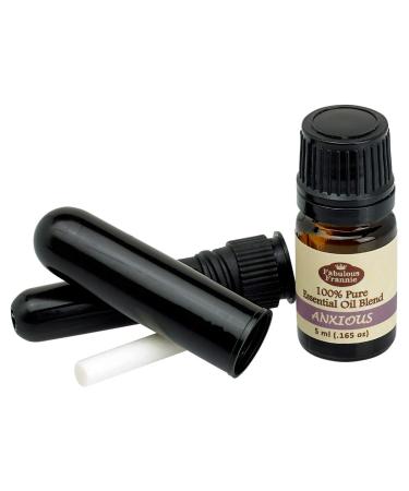 Fabulous Frannie Anxious Aromatherapy Essential Oil Inhaler Set Made with Pure Essential Oils Lavender Bitter Orange Bergamot and Clary Sage Includes 5ml Oil and 1 Inhaler.