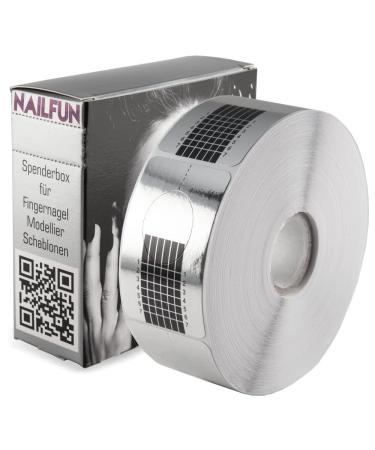 Nailfun nail stencils 500 pieces self-adhesive nail art stencils SQUARE-SILVER perforated incl. box