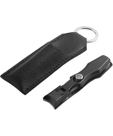 Mtdbaod Portable Ultra Sharp Nail Clipper Stainless Steel Foldable Nail Cutter With Leather Case Wide Jaw Opening Anti Splash Fingernail Cutter Nail Trimmer For Trimming Nails (Black) Black