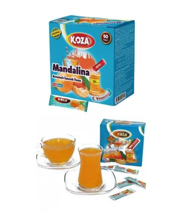 Koza Mandarine Instant Beverage powder stick individually packaged 50 pack |Powder for hot or cold drink |Turkish tea |Ice Tea powder |Iced tea |Fruit tea |Cay |Teepulver |(Tangerine)