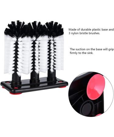 3 Brushes Bar Glass Washer Bar Glass Cups Washer for Sink 3 Way Glass Washing Brushes with Suction Cup Base - Buy Online on GoSupps.com