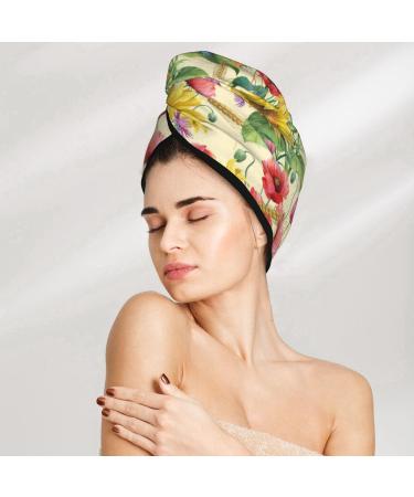 Buy Sunflower Cornflower Poppy Microfiber Hair Towel | Super Absorbent Coral Velvet Quick Dry Wrap for Long Curly & Thick Hair - Ideal for Women - Buy Online on GoSupps.com