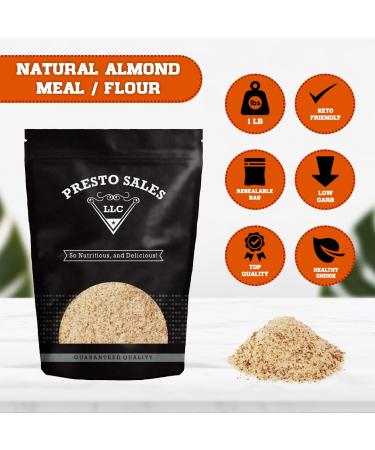 Presto Sales Almonds 16 oz - Fresh Raw Unblanched Almond Flour | KETO, PALEO & Vegan Friendly | Skin on, Premium Quality | Low Carb, High Protein Wheat Substitute for Baking | 1 lb Resealable Pouch - Buy Online on GoSupps.com