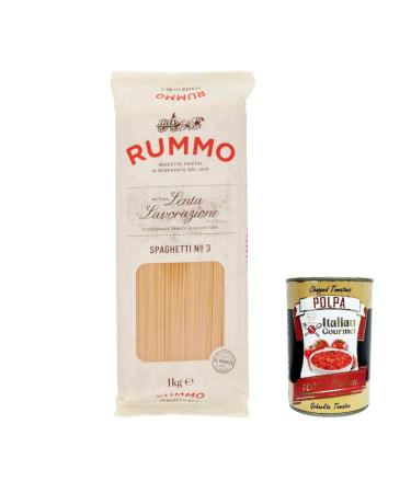 Italian Gourmet E.R. Rummo Spaghetti No. 3 Pack of 4 durum wheat semolina pasta 1 kg + Italian Gourmet Polpa di Pomodoro 400 g