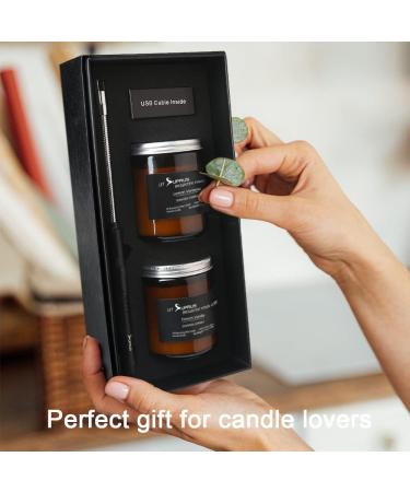 Shop SUPRUS Arc Rechargeable Lighter & Scented Candle Gift Set | Father's Day Sale - 100% Natural Soy Wax Stress Relief (French Vanilla + Lemon Verbena - Buy Online on GoSupps.com