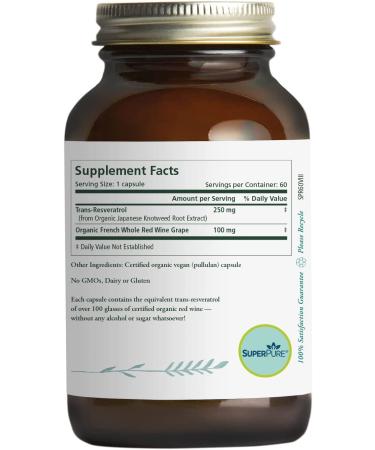 Pure Synergy Super Pure Resveratrol 60 Capsules - Antioxidant Support & Heart Health - Buy Online on GoSupps.com
