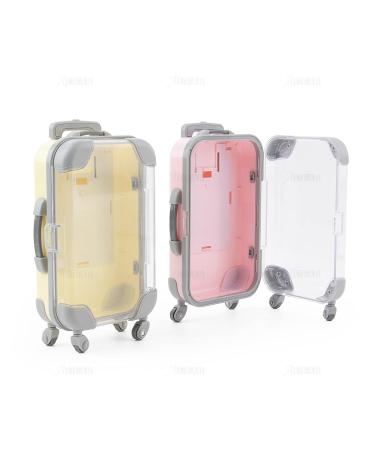AUEAR Mini Lashes Luggage False Empty Lash Storage Box - Pink & Yellow (2 Pack) - Clear Suitcase Packaging Case for Women & Girls - Buy Online on GoSupps.com
