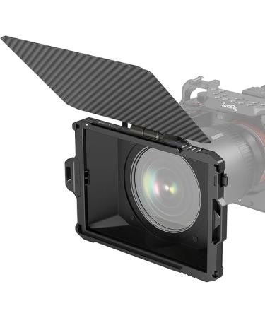 SmallRig Mini Matte Box Lite, DSLR Matte Box with Carbon Fiber Top Flag, with Two 4x5.65 Filters, for 67mm/72mm/77mm/82mm/95mm Lenses, for 4x5.65 Filter/Circular Filter - 4955