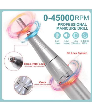 Marran 45000RPM Portable Electric Nail Drill Low Noise Rechargeable Nail Sander for Manicure Salon Tool White - Buy Online on GoSupps.com