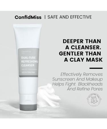 ConfidMiss Dual-Tube Refreshing Facial Cleanser, with Double Micro-Fine White Clay Centella Asiatica Pore Cleaning Blackhead Sunscreen Remover Daily Face Amino Acid Cleanser For Oily Skin 1PC - Buy Online on GoSupps.com