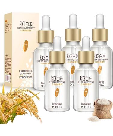 1/2/3/5Pcs Rice Skin Beauty Essence Volcanic Collagen Rice Camy Serum Rice Serum Anti Aging Serum White Rice Serum Volcanic Rice Anti-Wrinkle Lifting Serum Beauty Moisturizing White Rice Essence 15ml (5Count (Pack of 5))