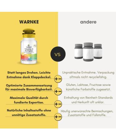 Vitamin B Complex | High-Dose Vegan Supplement | 200 g Biotin & 150 g Folic Acid | All B Vitamins | 100 Tablets | Warnke Vital Substances - German Pharmacy Quality - Buy Online on GoSupps.com