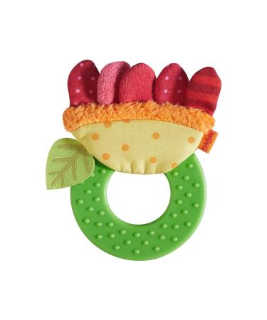 HABA Teether Chomp Champ Flower Teether - Soft Activity Toy with Crackling Foil Petals & Plastic Teething Ring for Babies Ages Birth and Up