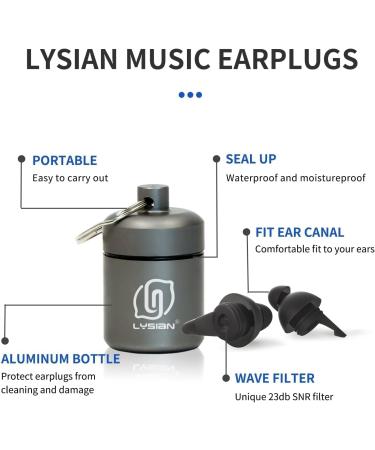 LYSIAN High Fidelity Concert Ear Plugs for Music Reusable-2 Pairs - Black - Buy Online on GoSupps.com
