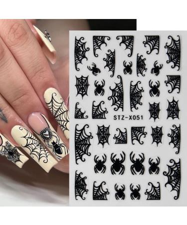 Buy Halloween Nail Art Stickers - 3D Black Spider Web & Bat Decals | Self-Adhesive Nail Decorations for Women & Girls - 6 Sheets - Buy Online on GoSupps.com