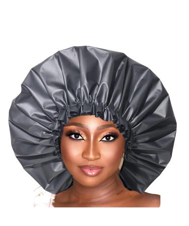 VEABEST Jumbo Extra Large Shower Cap 2 Pack - Reusable Waterproof Bath Hair Cap for Women with Thick Long Hair, Locs, Braids - Adjustable, Black and White - Buy Online on GoSupps.com